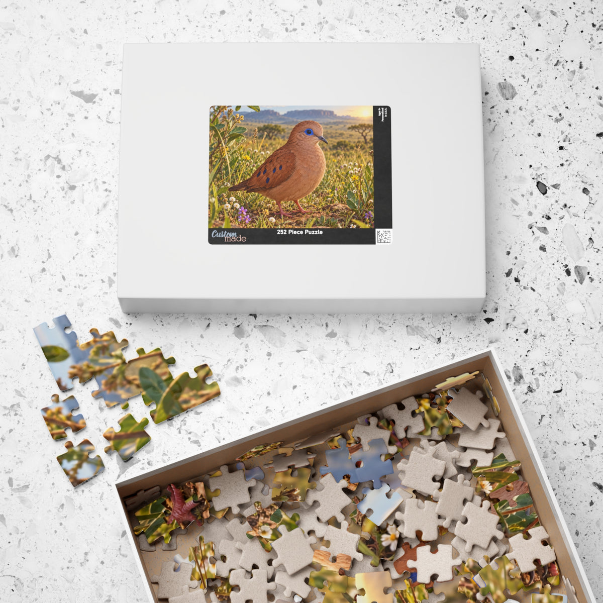 Blue Eyed Ground Dove Meadow Jigsaw Puzzle — Scenic Bird Illustration (110–1014 pcs)