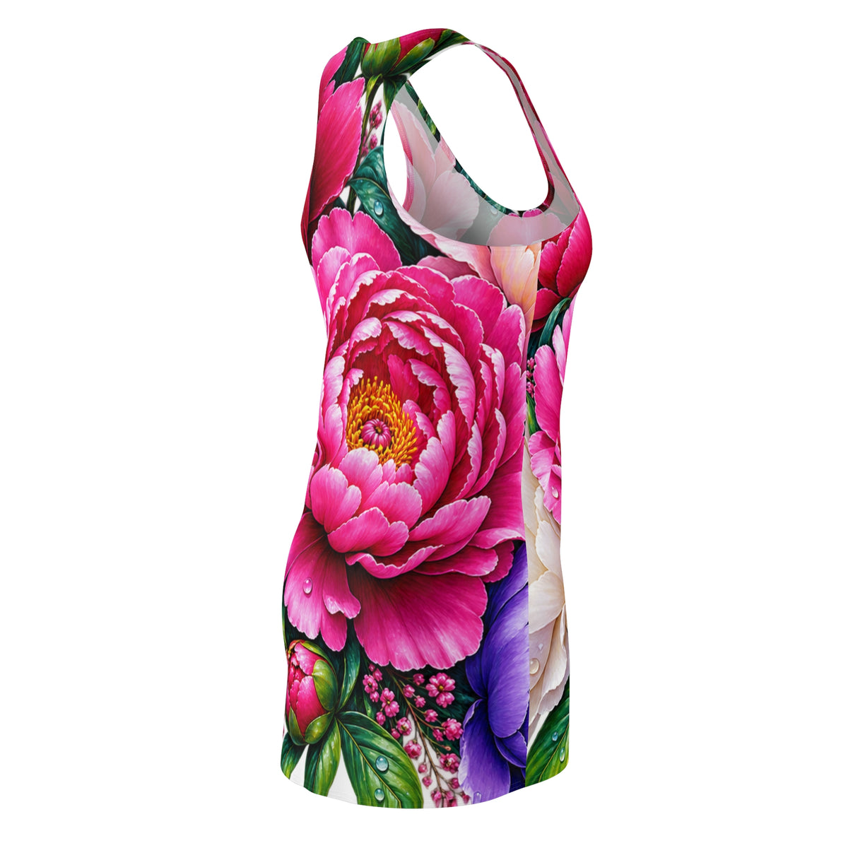 Floral Peony Racerback Dress — Vibrant All-Over Print