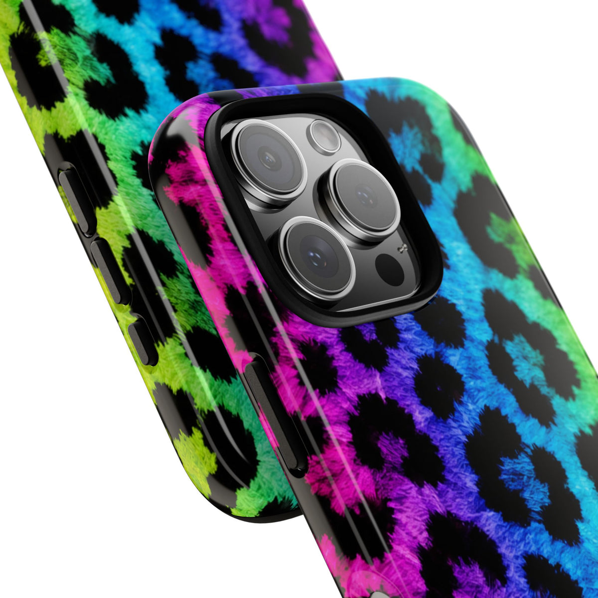 Neon Rainbow Leopard Tough Case – Colorful Animal Print Phone Cover