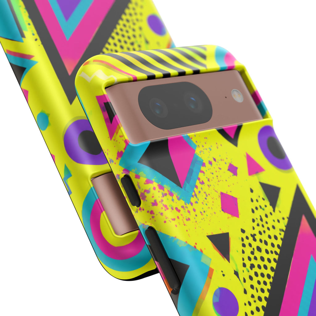 Retro 80s Geometric Phone Case — Neon Memphis Triangle Design