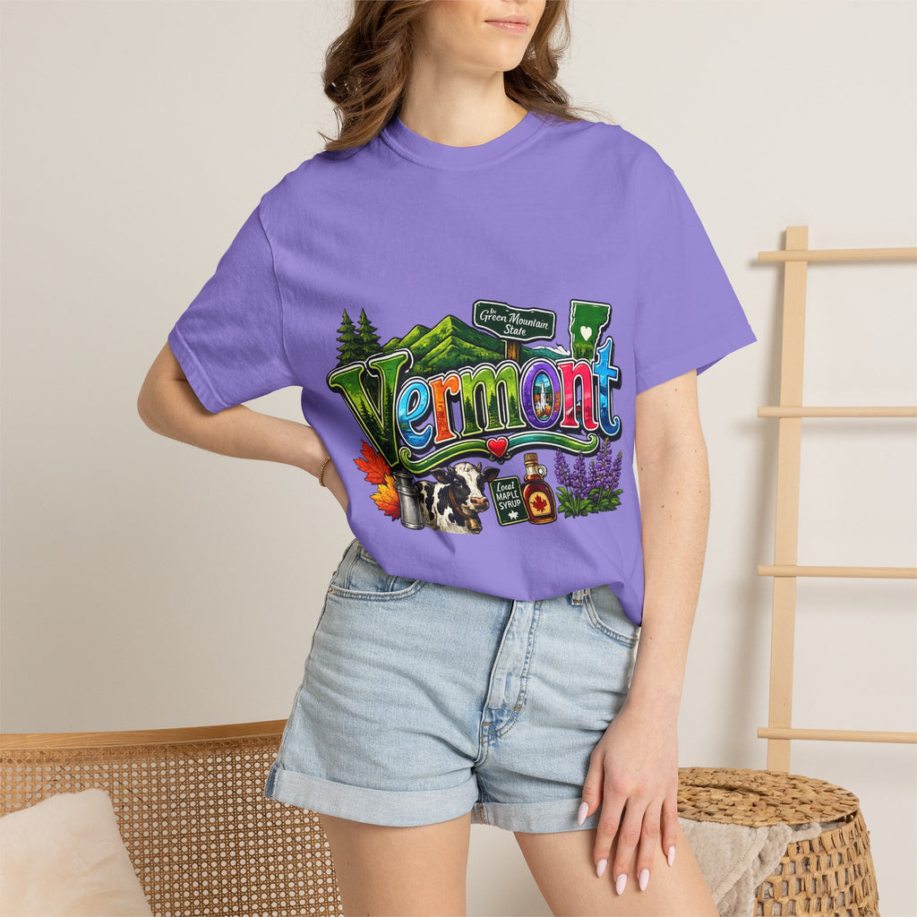 Vermont postcard collage T-shirt | State travel design