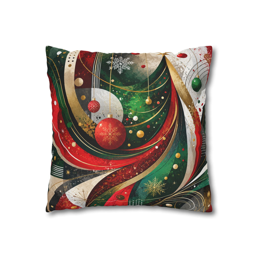 Holiday Swirl Decorative Pillow - Festive Red & Green Christmas Throw