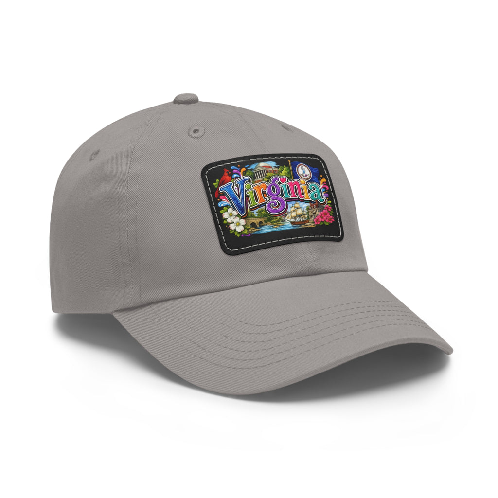Virginia Postcard Patch Dad Hat | Leather Rectangle State Patch
