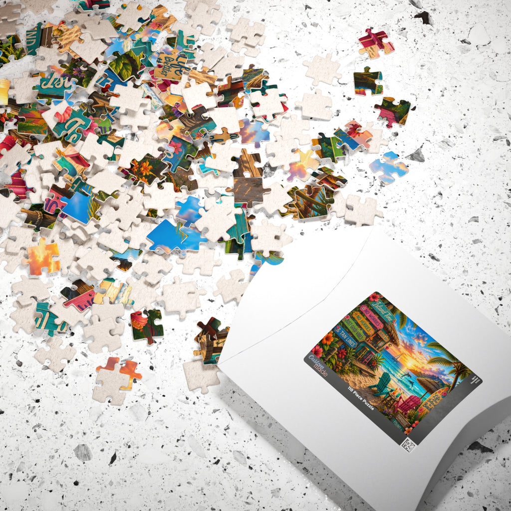 Tropical Beach Sunset Puzzle — Island Time Scenic Jigsaw (110/252/520/1014 pcs)
