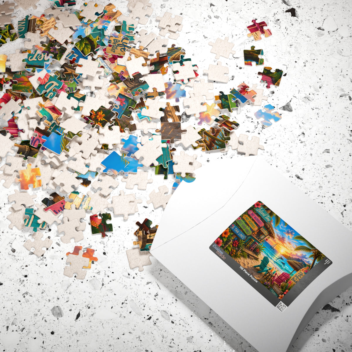 Tropical Beach Sunset Puzzle — Island Time Scenic Jigsaw (110/252/520/1014 pcs)