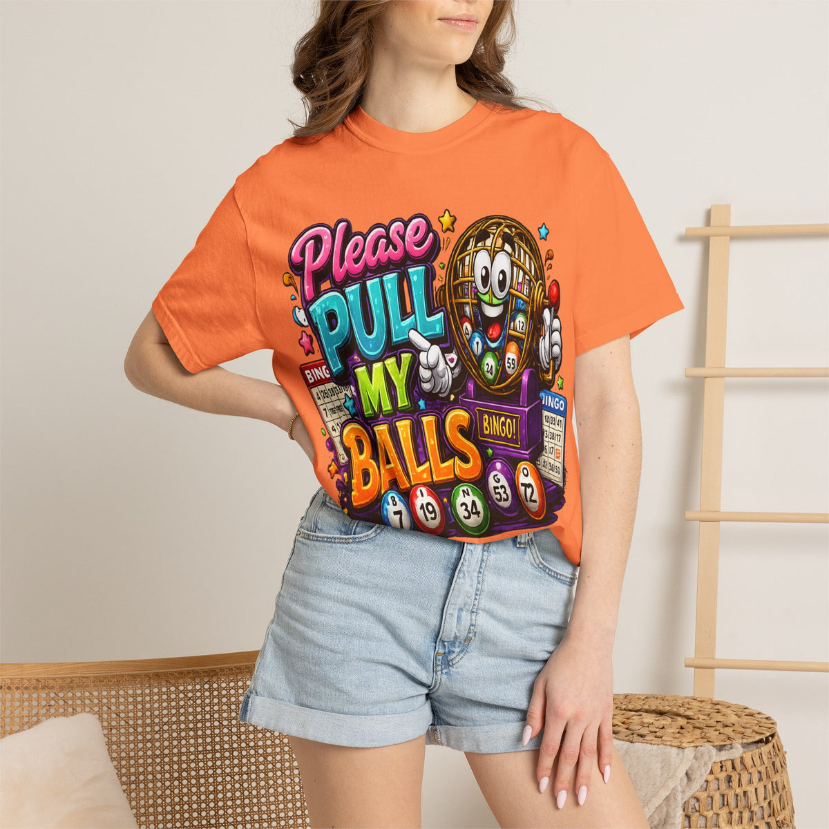 Please Pull My Balls bingo T-Shirt | Funny Lottery Ball Cartoon