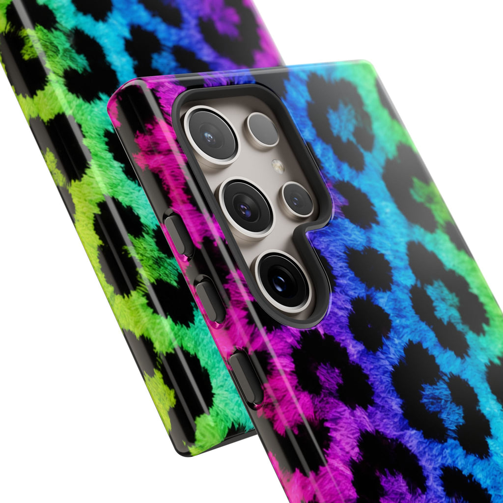 Neon Rainbow Leopard Tough Case – Colorful Animal Print Phone Cover
