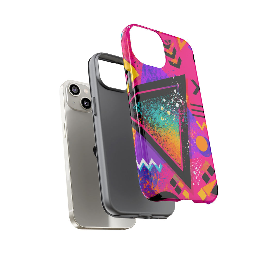Retro 80s Geometric Phone Case — Neon Triangle Tough Case