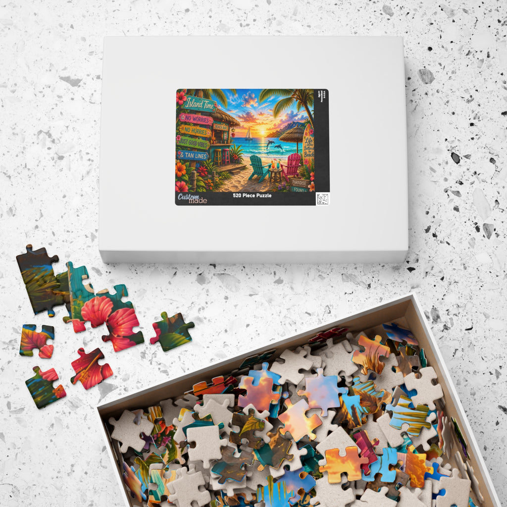 Tropical Beach Sunset Puzzle — Island Time Scenic Jigsaw (110/252/520/1014 pcs)
