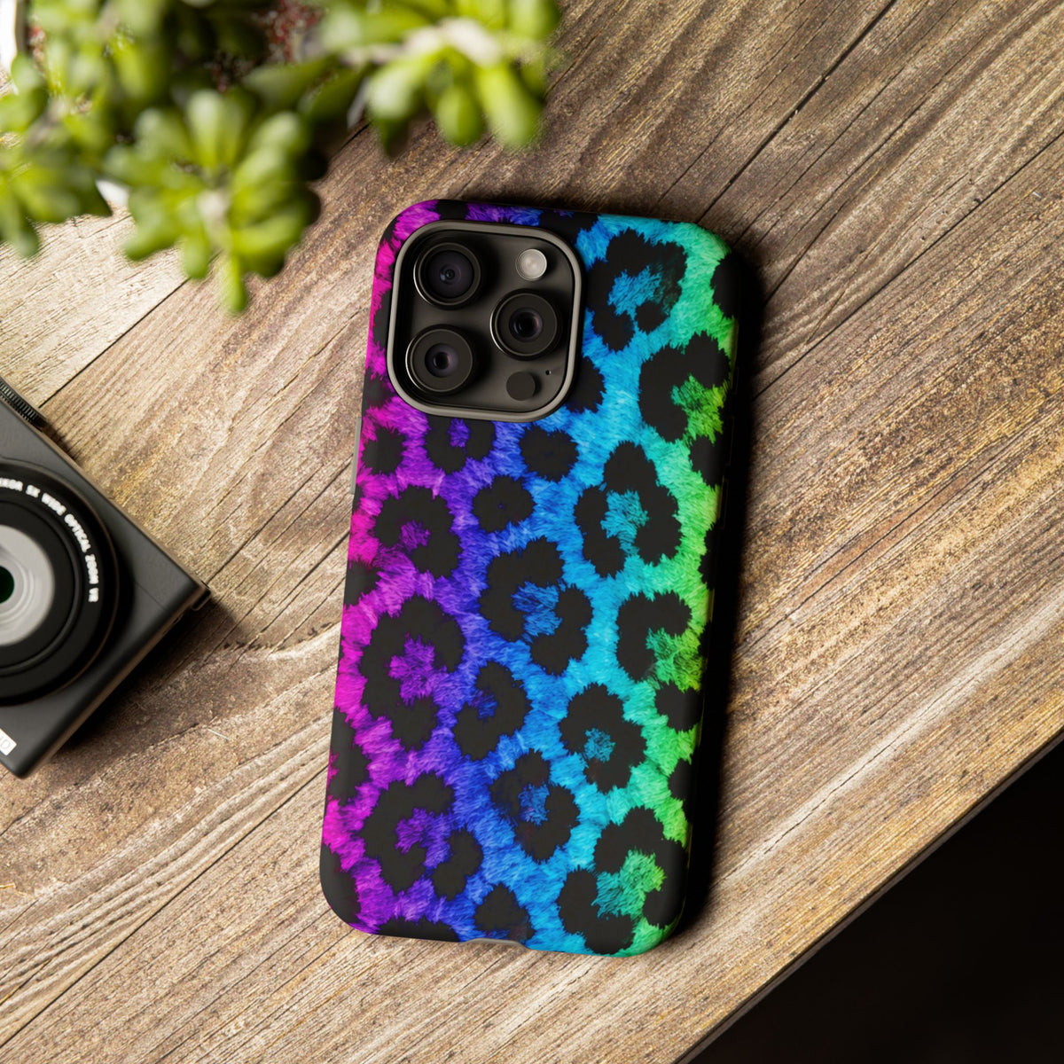 Neon Rainbow Leopard Tough Case – Colorful Animal Print Phone Cover
