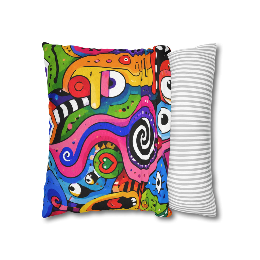 Colorful Abstract Doodle Pillowcase | Spun Polyester Square Pillowcase