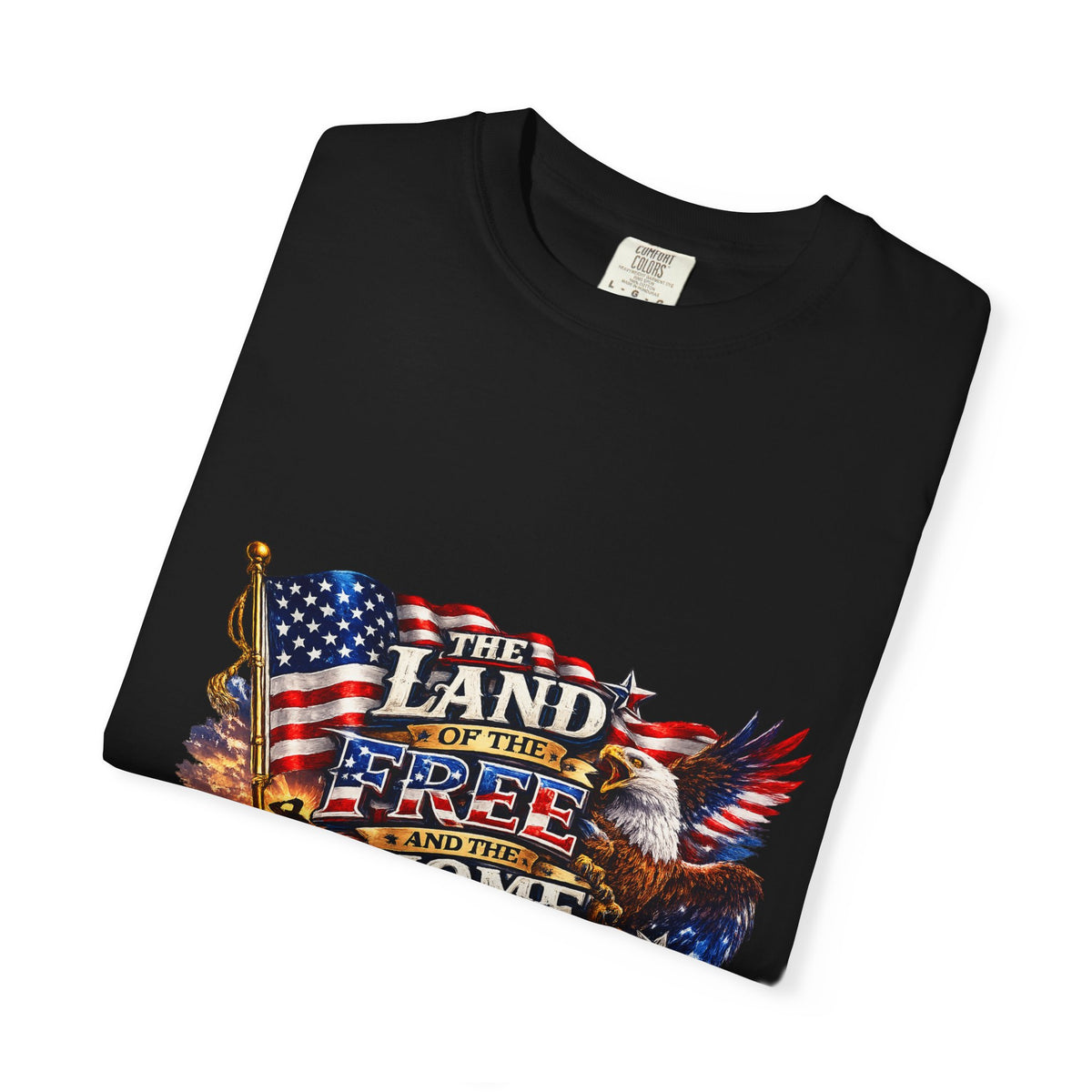 Land of the Free Home of the Brave T-Shirt | American Flag Eagle