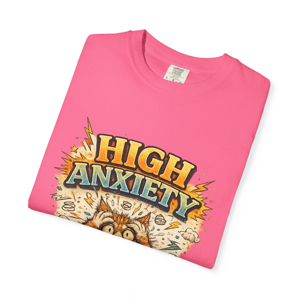 High Anxiety Cat Illustration T-shirt | Nervous Kitty Graphic Tee