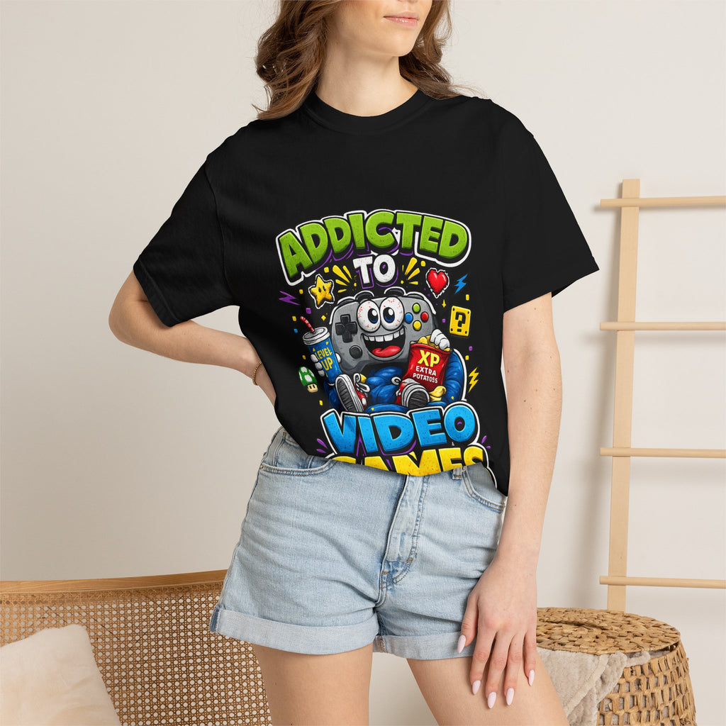 Addicted to Video Games T-Shirt | Gamer Controller Graphic Tee