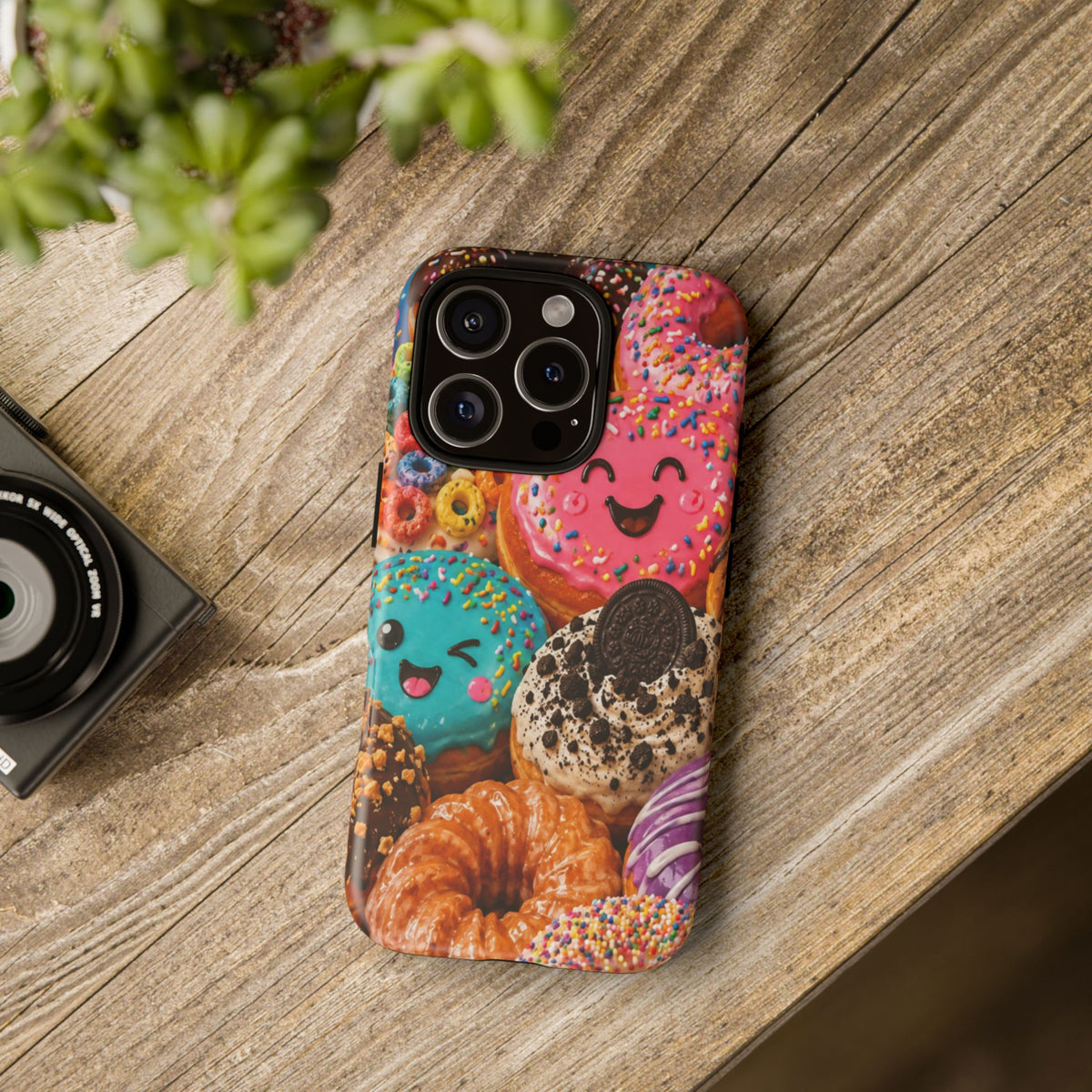 Donut Smile Tough Phone Case — Cute Colorful Desserts Protective Cover