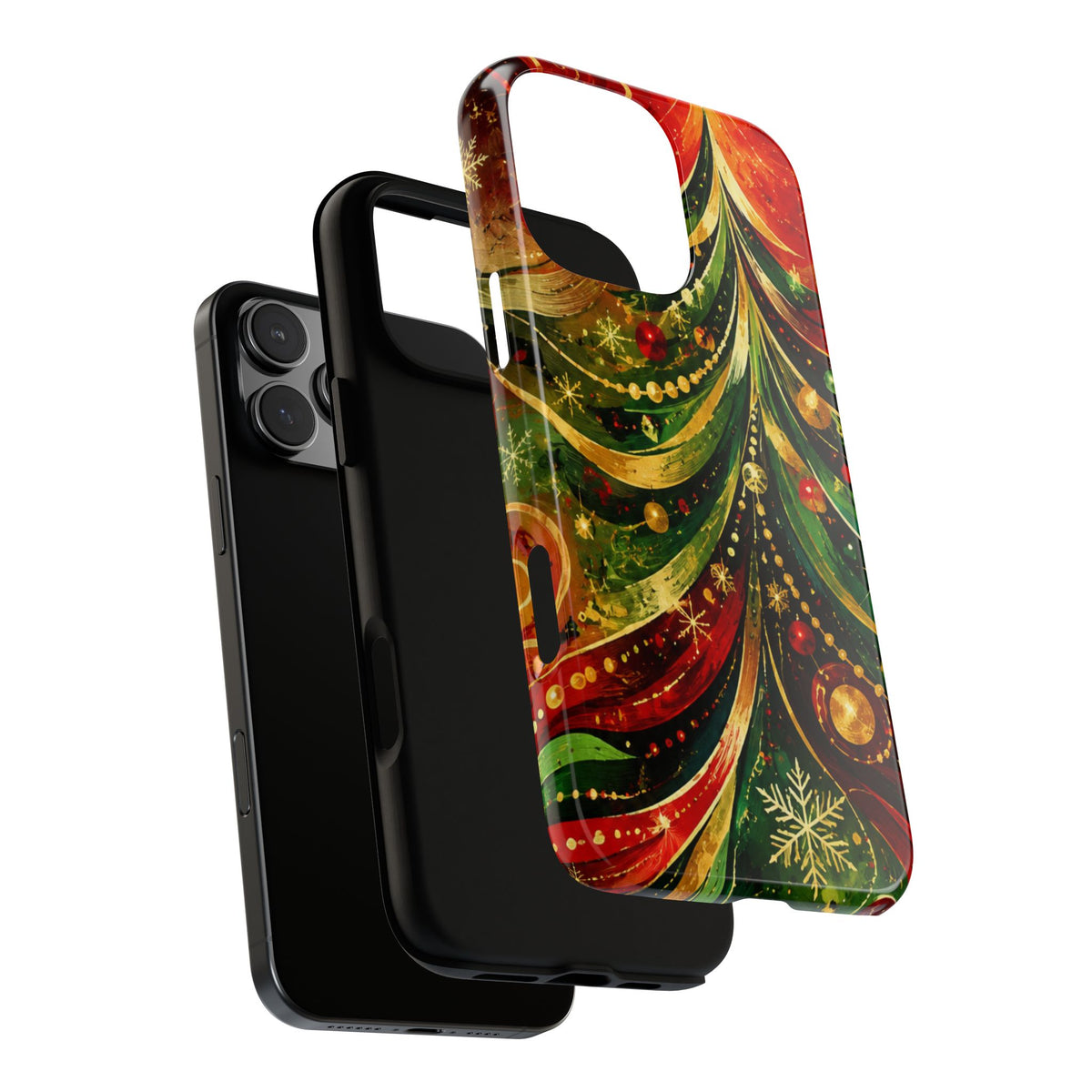 Christmas Tree Tough Phone Case — Festive Red & Green Holiday Phone Cover