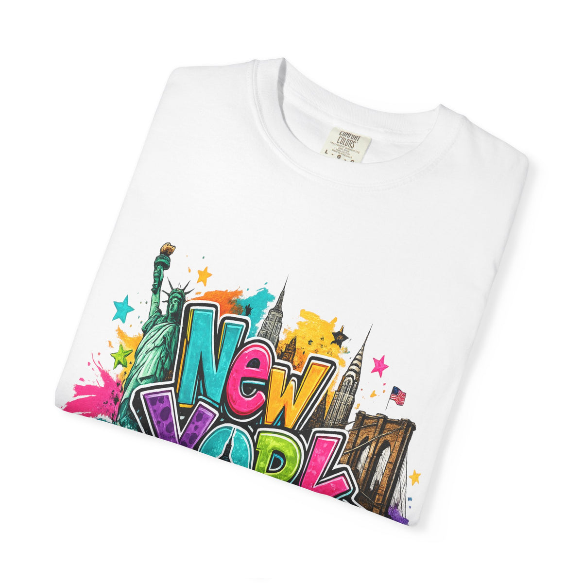 New York Graffiti Skyline T-shirt | Cityscape Taxi Brooklyn Bridge