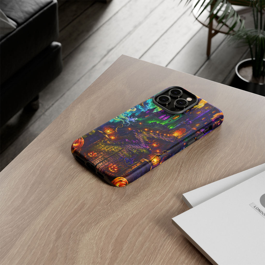 Halloween Haunted Castle Phone Case — Spooky Pumpkin & Ghost Tough Case