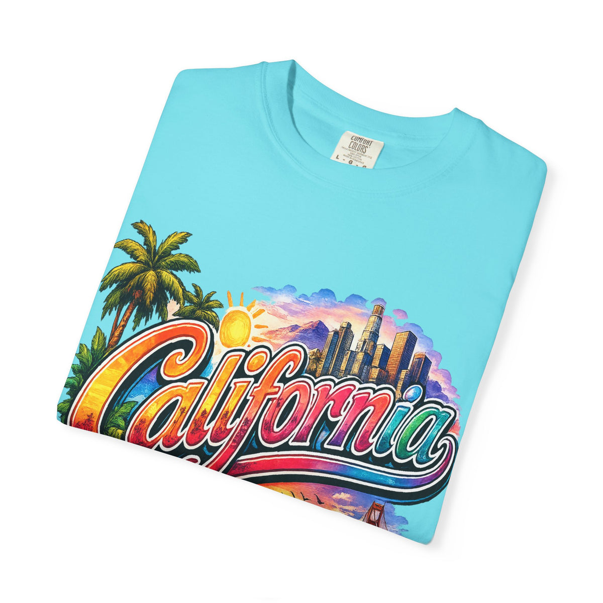 California Sunset Scenic T-shirt | Golden Gate Palm Beach Hibiscus