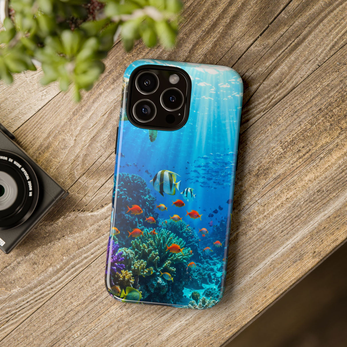 Underwater Ocean Life Tough Phone Case — Coral Reef & Sea Turtle Protective Cover