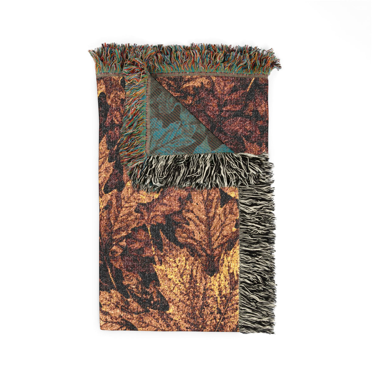 Autumn Leaves Woven Blanket – Cozy Fall Throw with Rustic Leaf Pattern