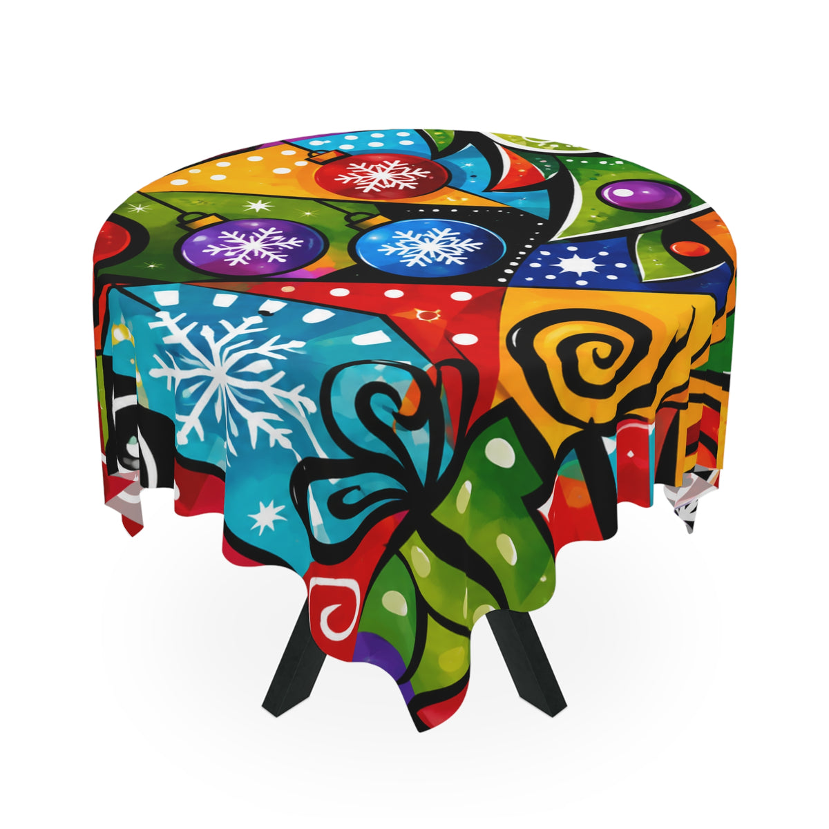 Colorful Abstract Christmas Tree Tablecloth – Festive Holiday Dining Decor