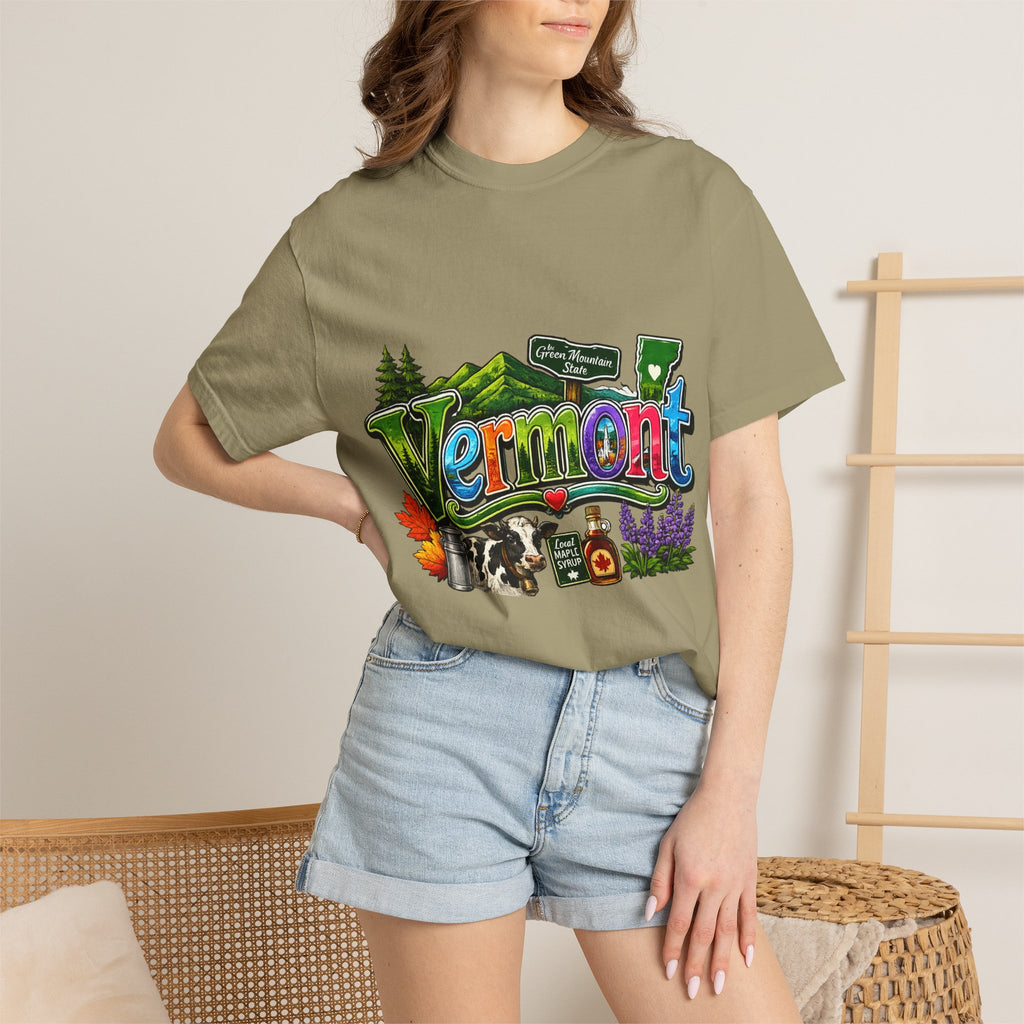 Vermont postcard collage T-shirt | State travel design