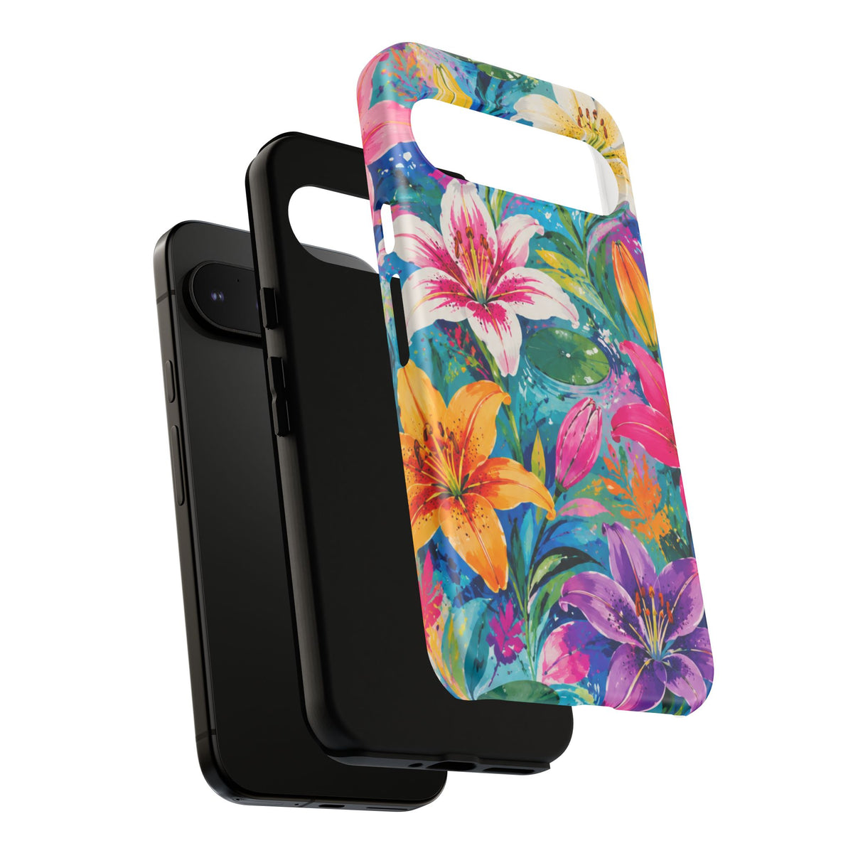 Floral Lily Tough Phone Case — Colorful Tropical Flower Protective Cover