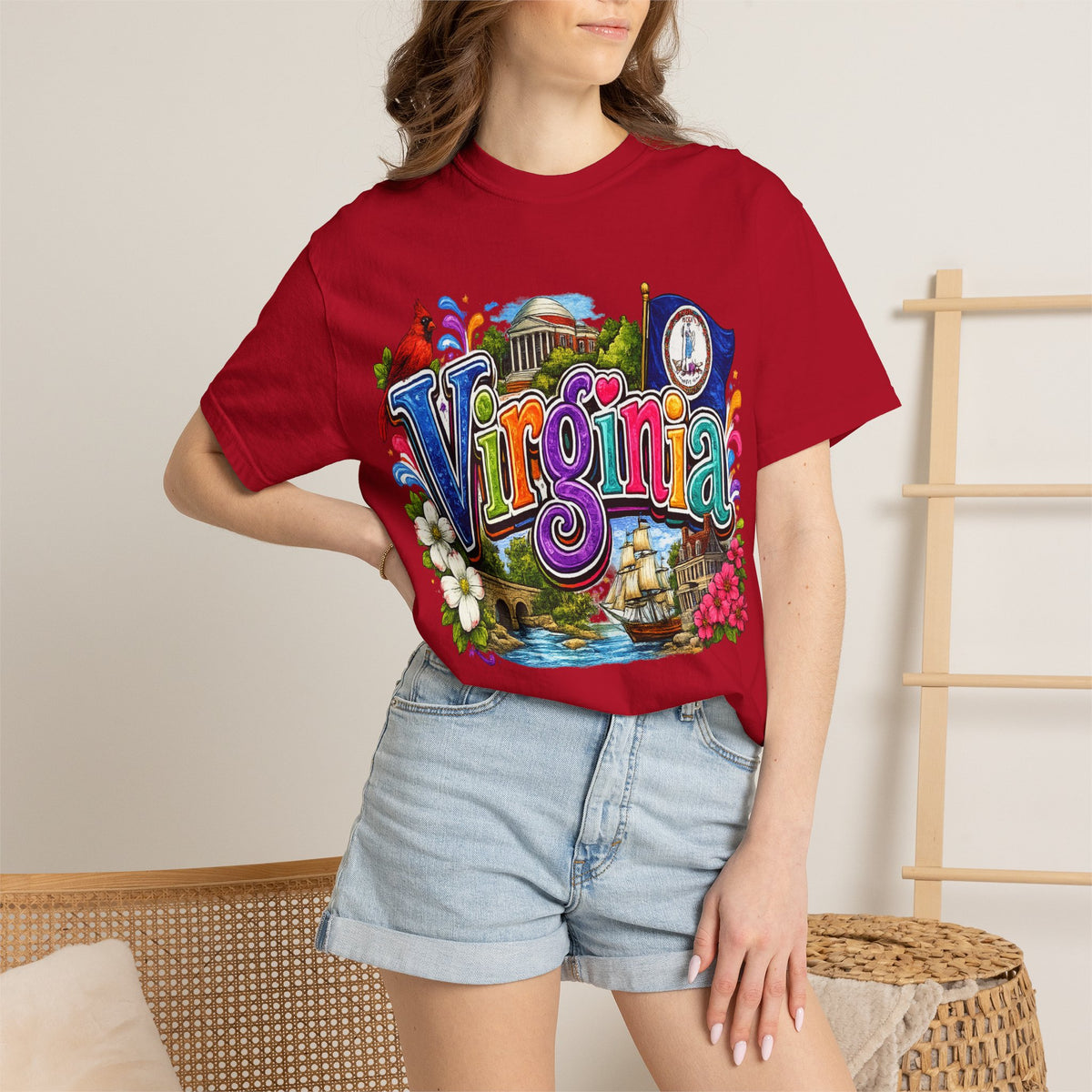 Virginia Vintage Postcard T-Shirt | State Scenic Illustration