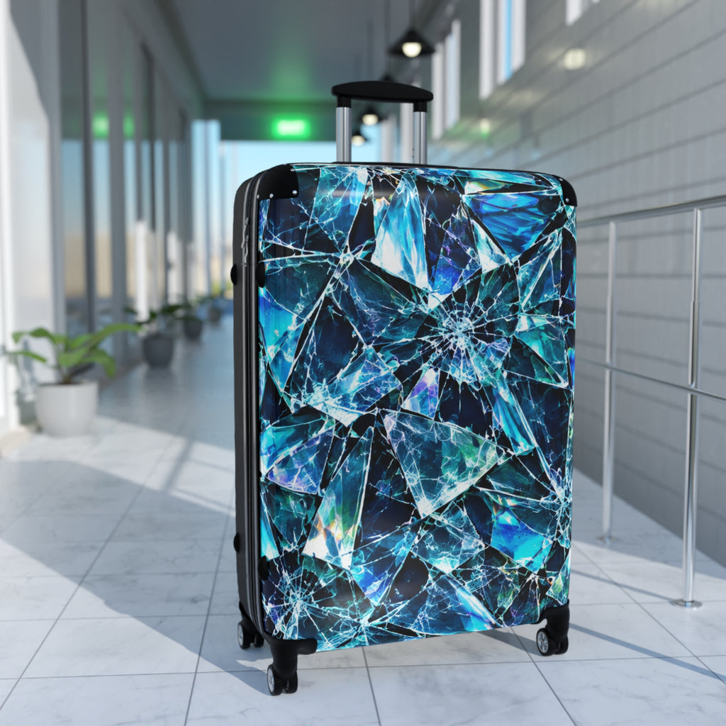 Blue Crystal Shards Carry-On Suitcase — Mosaic Gemstone Luggage