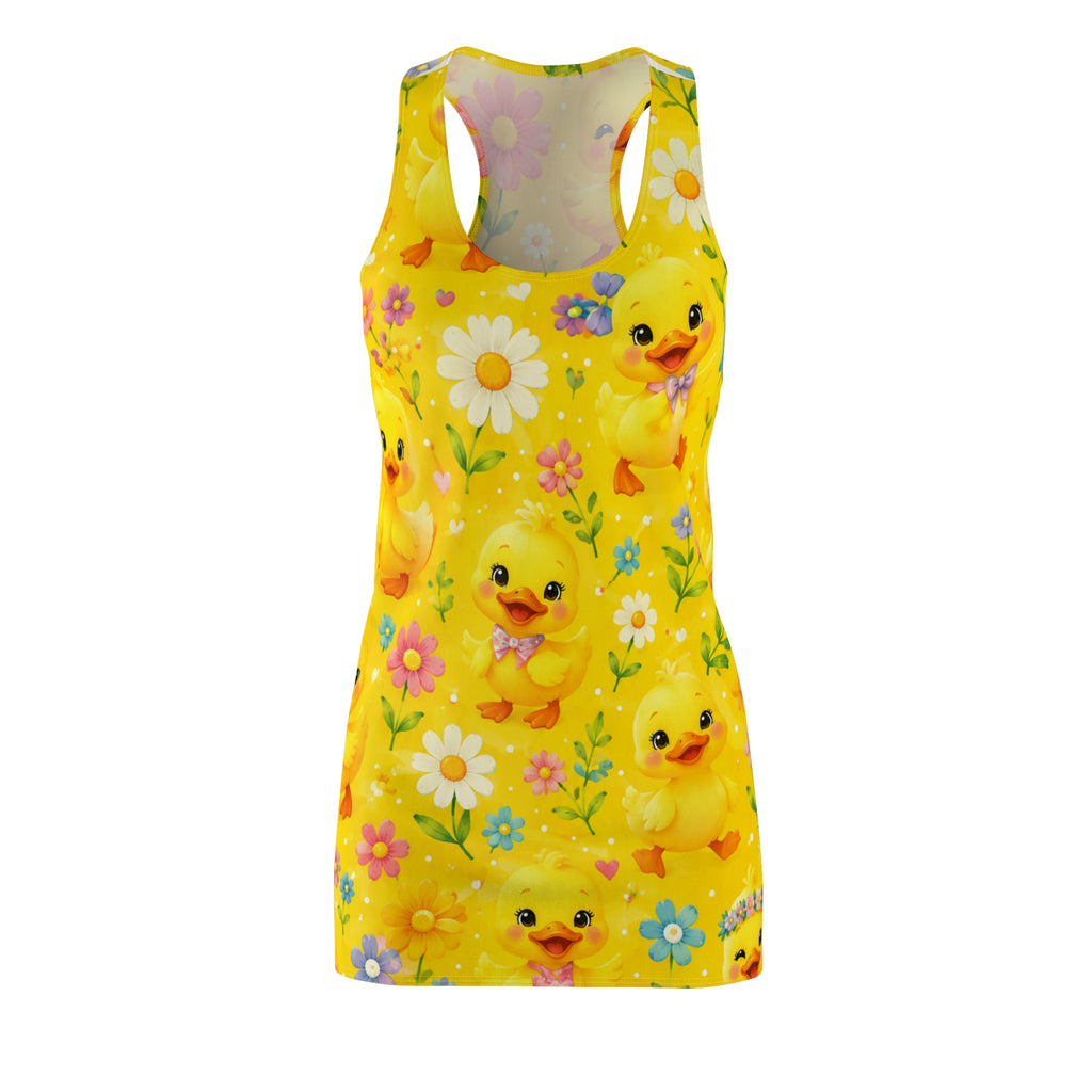 Yellow Duckling Floral Racerback Dress — Cute Spring Easter AOP