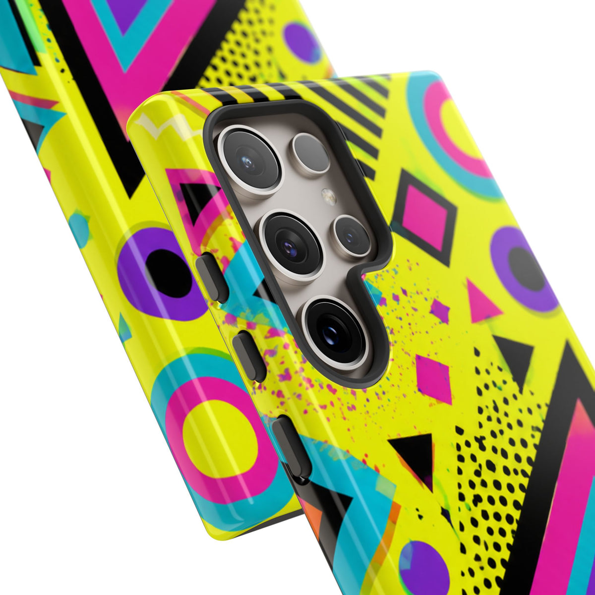 Retro 80s Geometric Phone Case — Neon Memphis Triangle Design