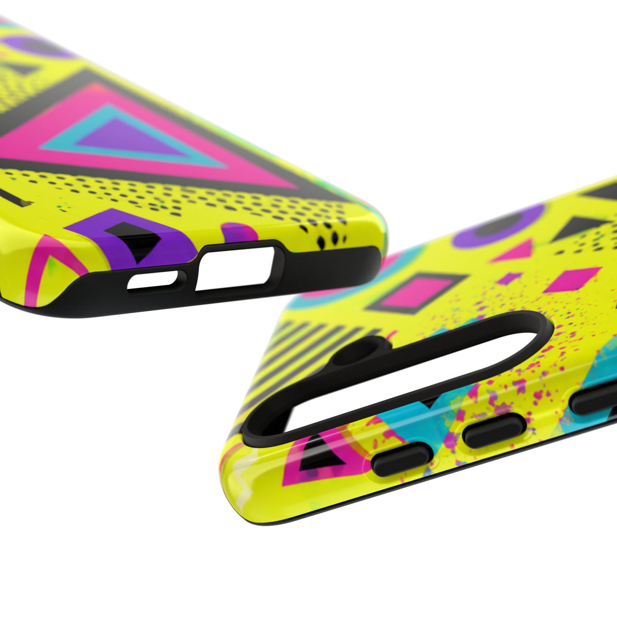 Retro 80s Geometric Phone Case — Neon Memphis Triangle Design