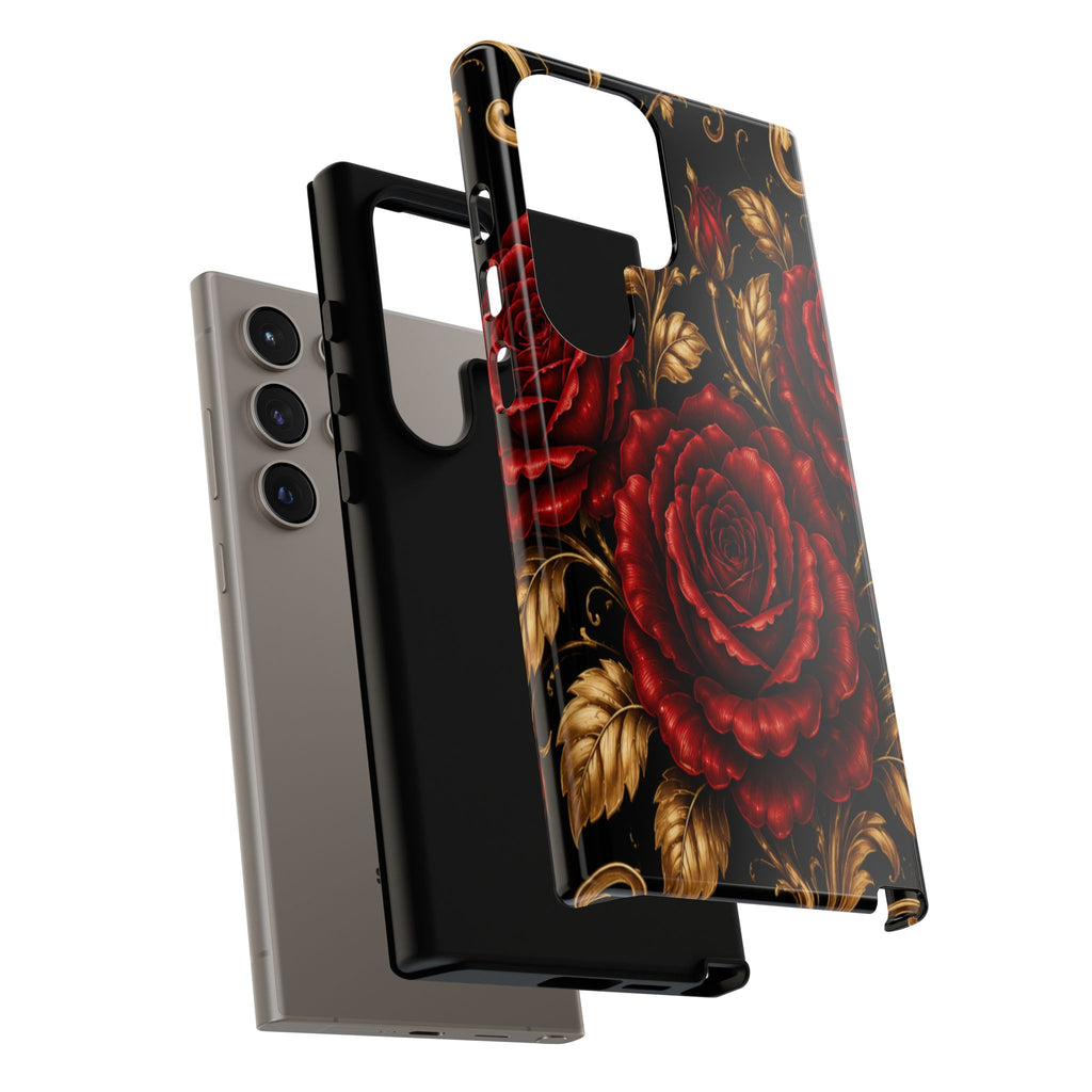 Tough Cases — Vintage Red Rose Floral Phone Case