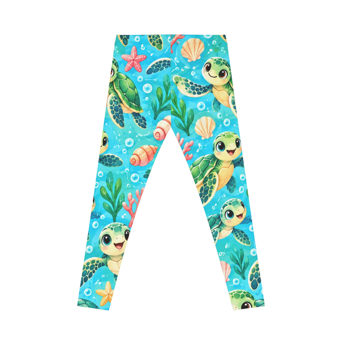 Sea Turtle Print Leggings — Cute Ocean Pattern Women's Leggings