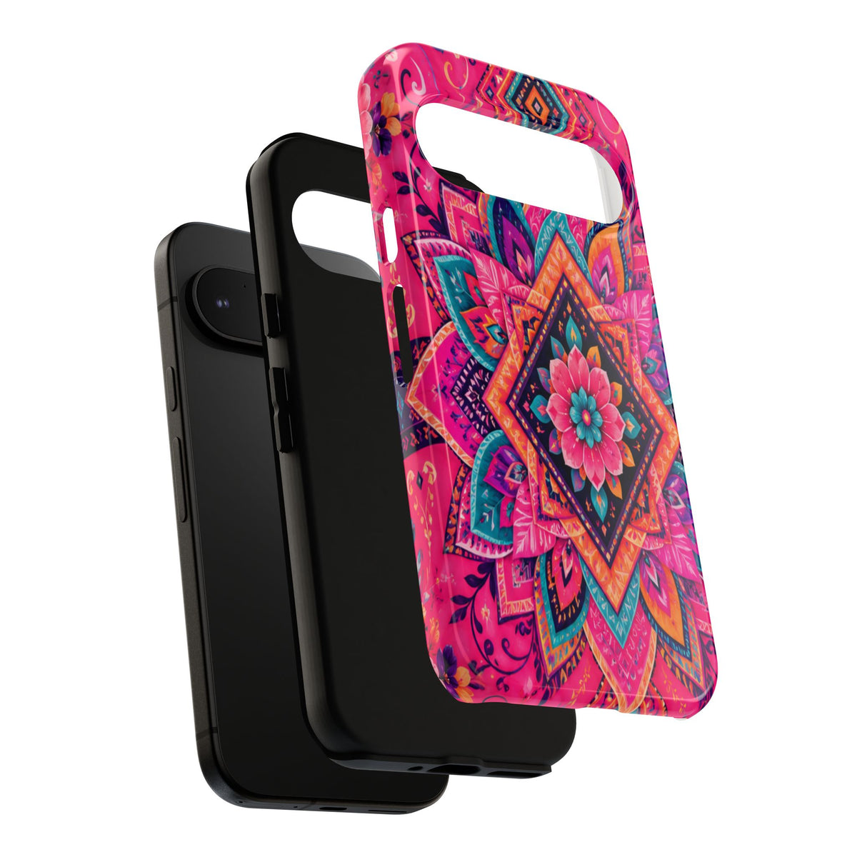 Floral Mandala Tough Phone Case — Pink Boho Protective Cover