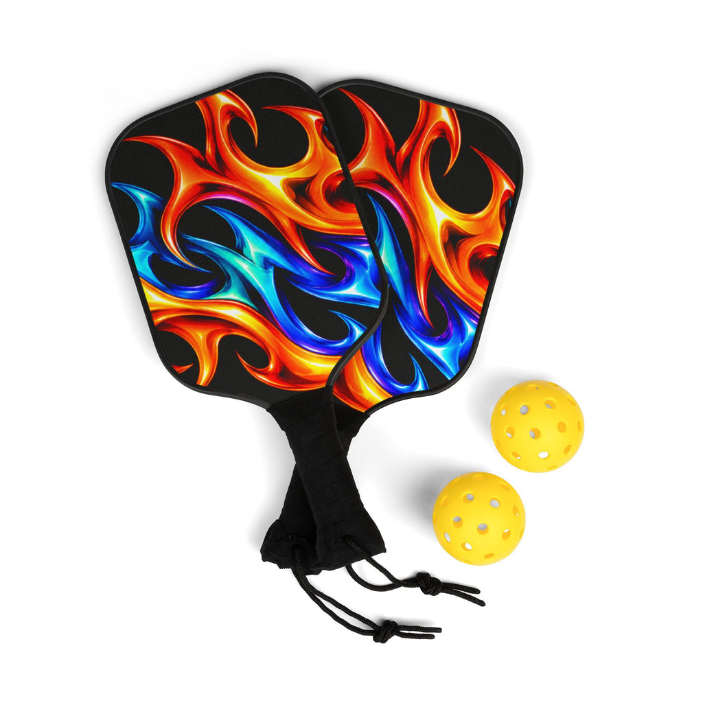 Pickleball Paddle Set – Flame Graphic Pickleball Kit with Two Paddles & Balls