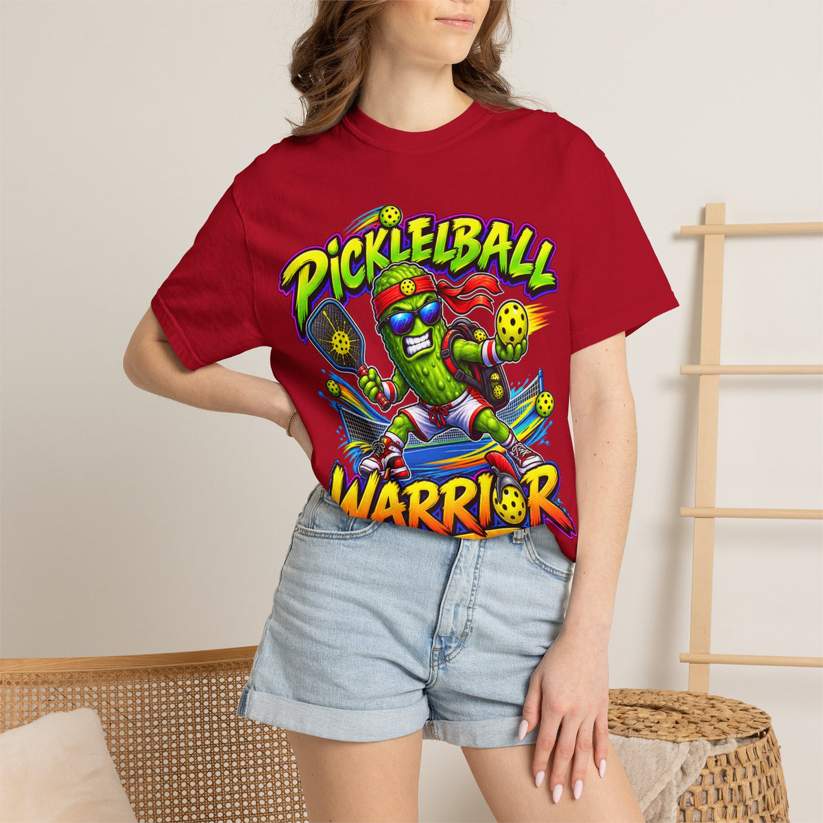 Pickleball Warrior T-Shirt | Cartoon Pickle Player Graphic
