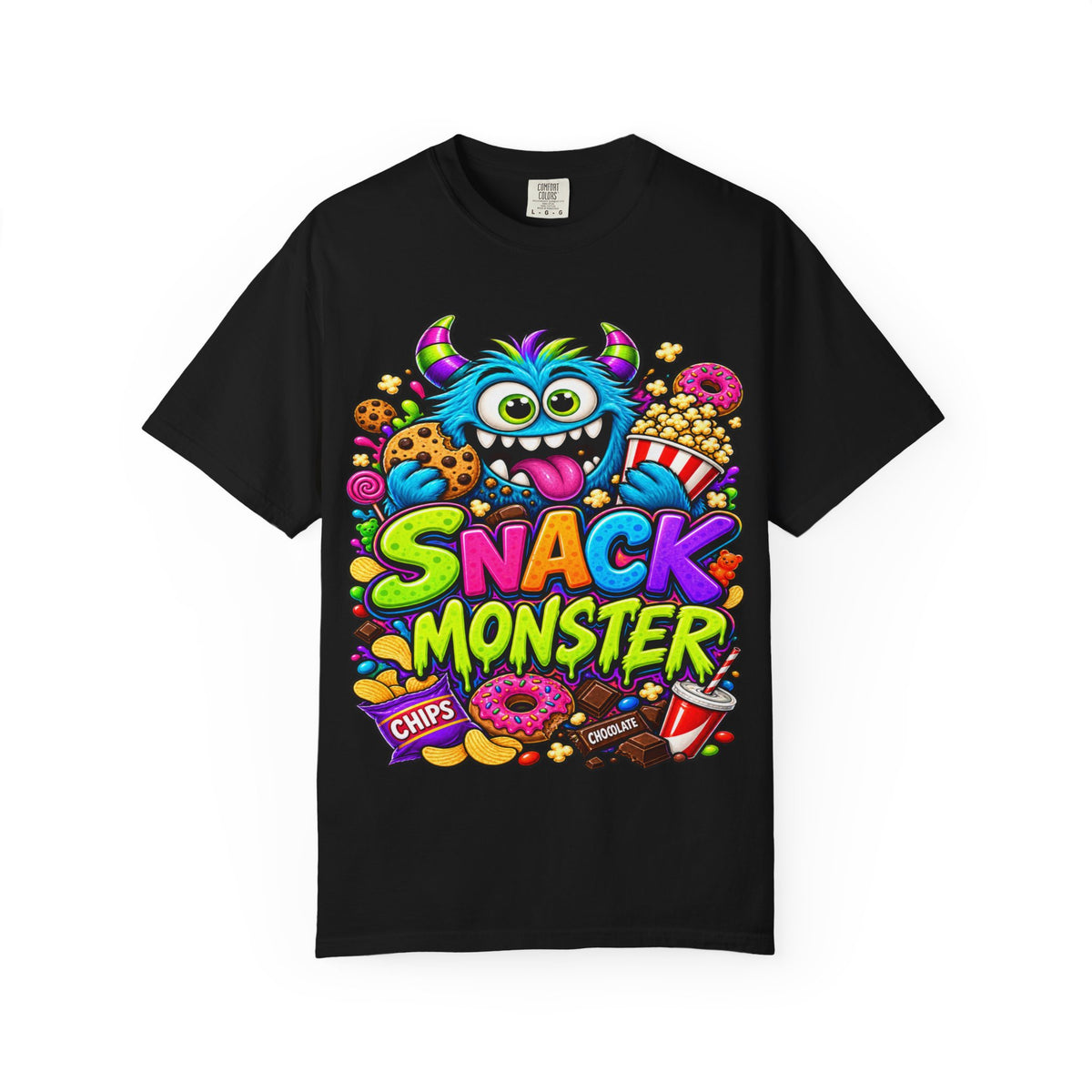 Snack Monster T-shirt | Colorful Cartoon Monster Snacks