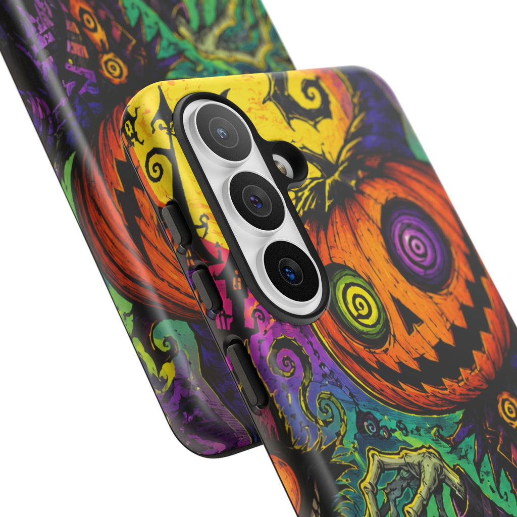 Halloween Pumpkin Skull Phone Case — Psychedelic Jack-o'-Lantern Tough Case