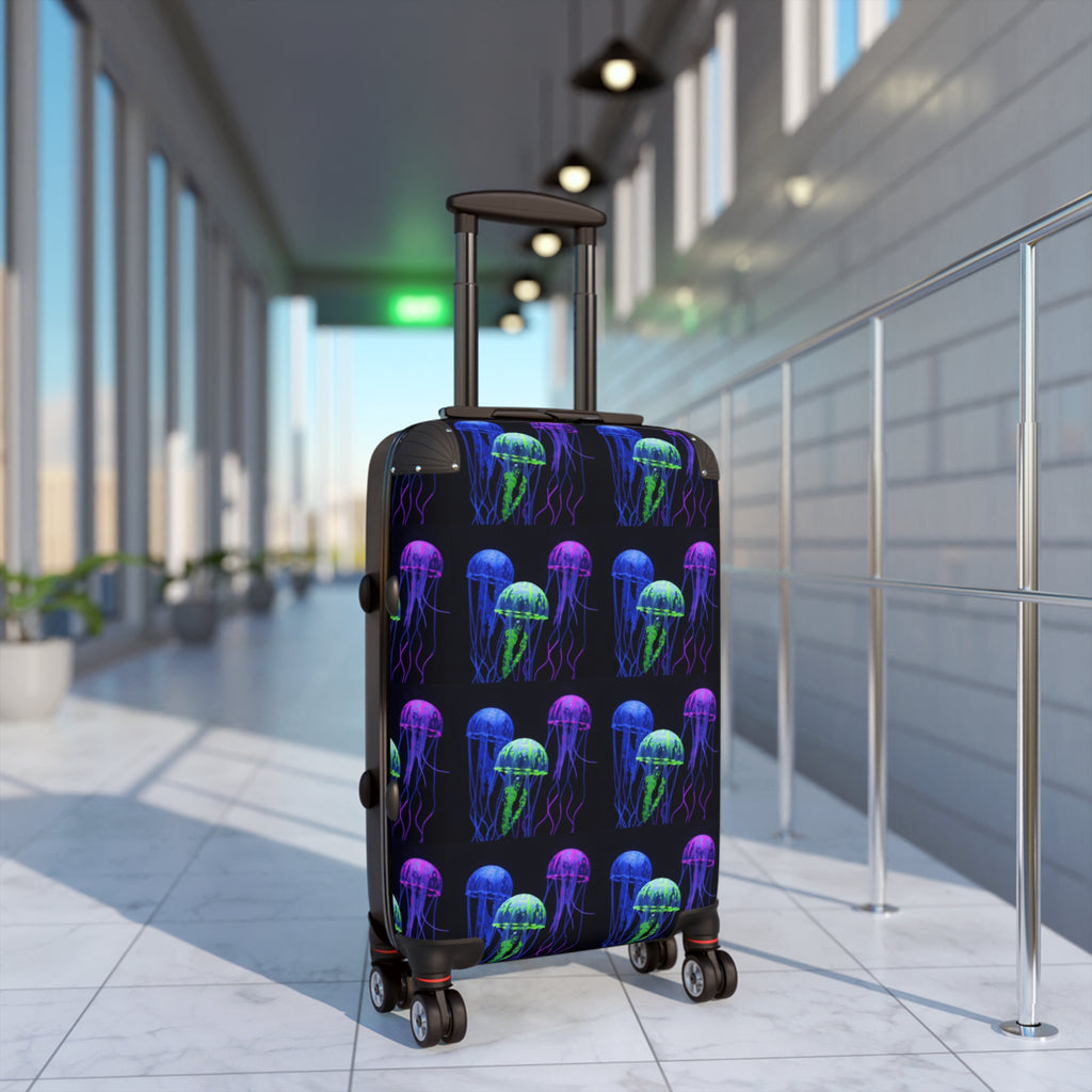 Neon Jellyfish Carry-On Suitcase – Ocean Glow Luggage Cover