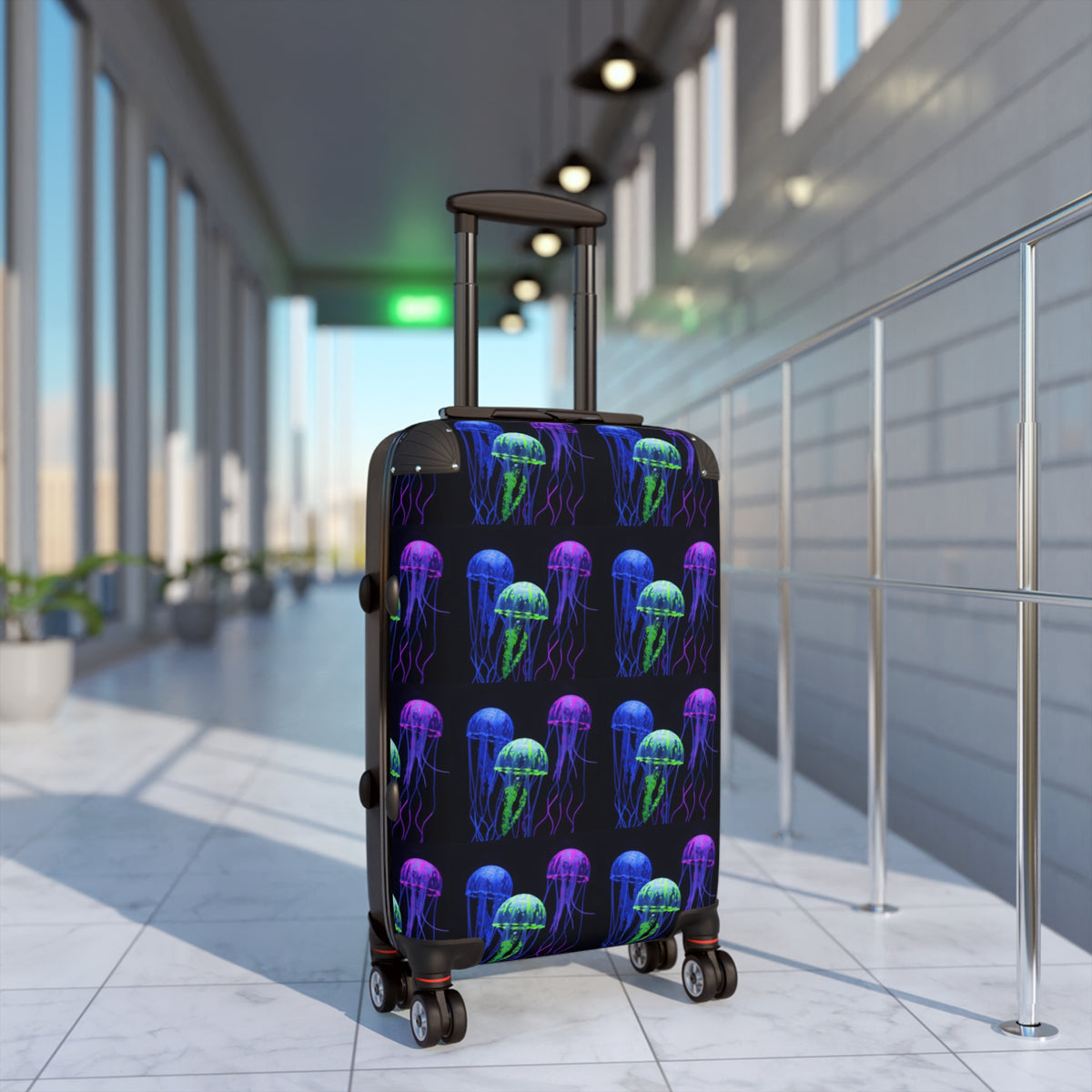 Neon Jellyfish Carry-On Suitcase – Ocean Glow Luggage Cover