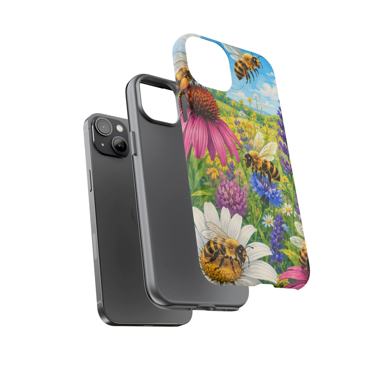 Bee Meadow Phone Case — Floral Honeybee Protective Cover