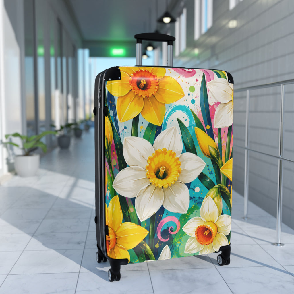 Daffodil Garden Suitcase — Floral Carry-On Luggage