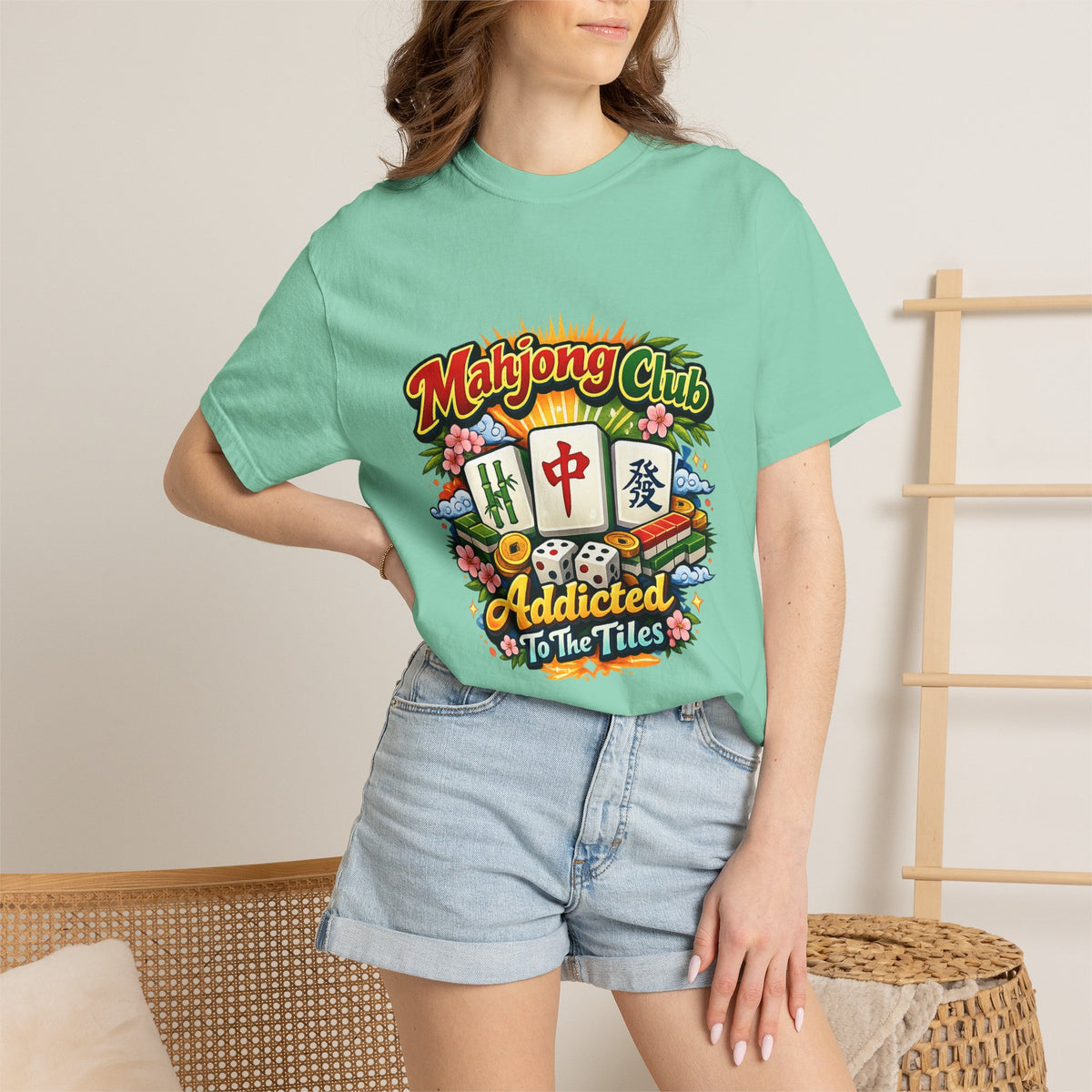 Mahjong Club Addicted to the Tiles T-shirt | Mahjong Graphic Tee
