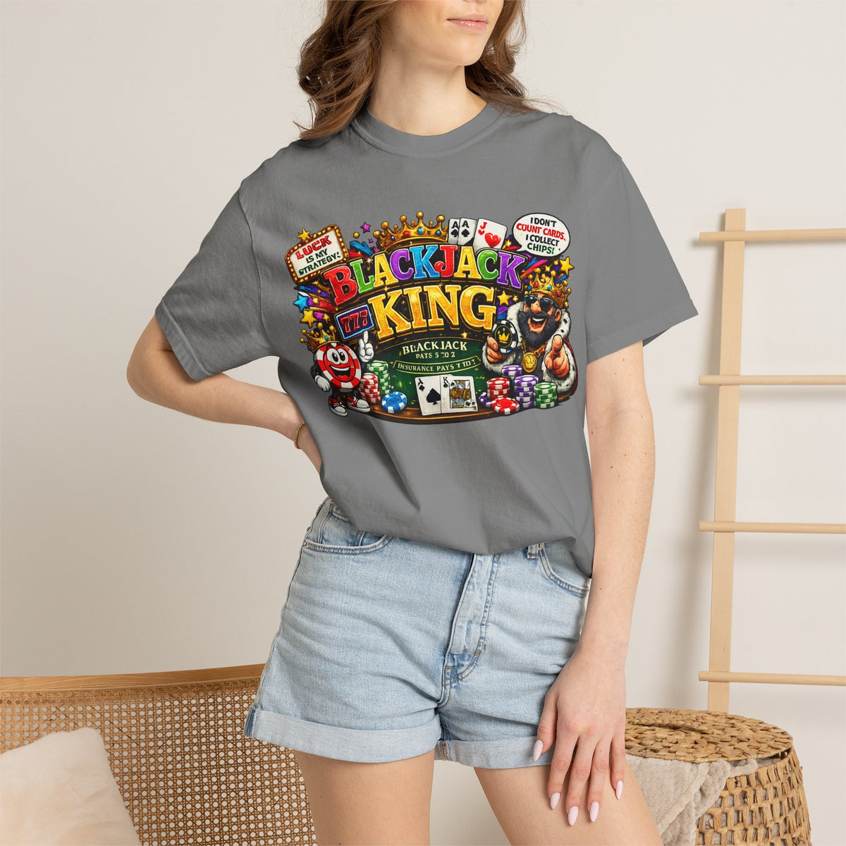 Blackjack King graphic T-shirt | Casino Playing Cards, Chips Design