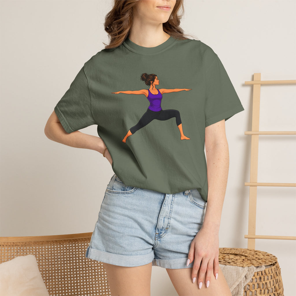 Yoga Warrior Pose T-Shirt | Woman in Virabhadrasana Illustration