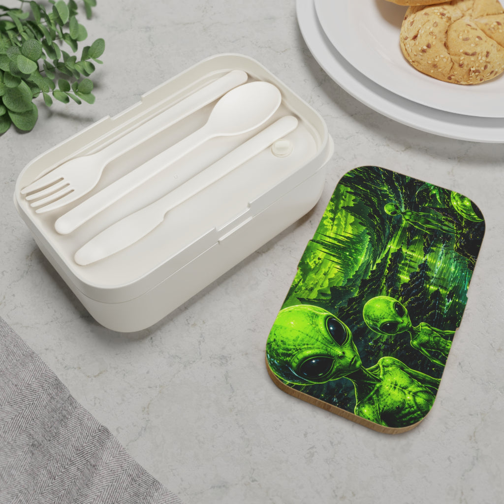 Alien Landscape Bento Box — Green Extraterrestrial Lunchbox