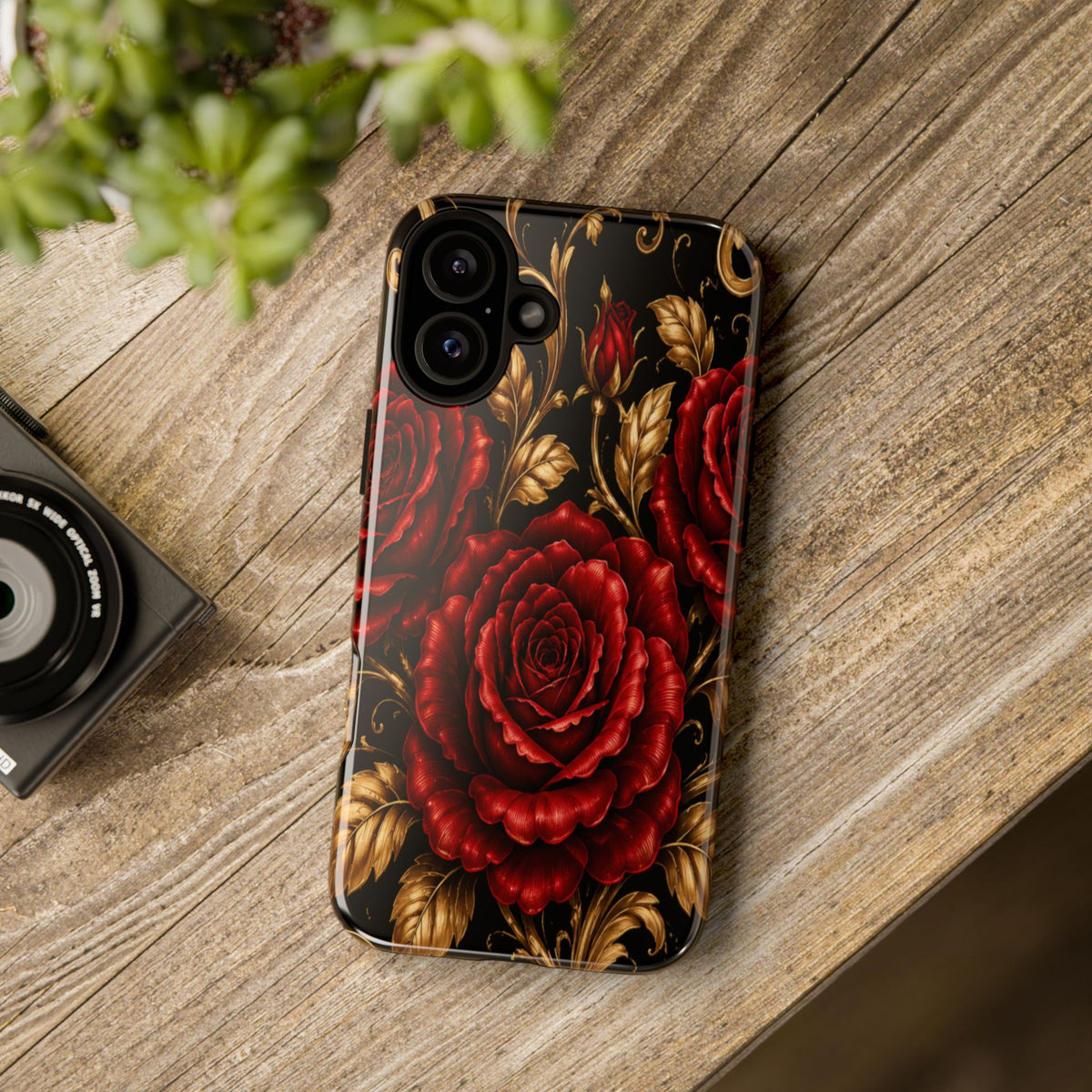 Tough Cases — Vintage Red Rose Floral Phone Case