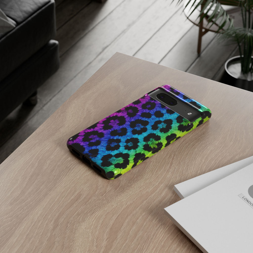 Neon Rainbow Leopard Tough Case – Colorful Animal Print Phone Cover